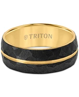 Triton Men's Double Row Comfort Fit Wedding Band Titanium & Yellow Pvd-Plate