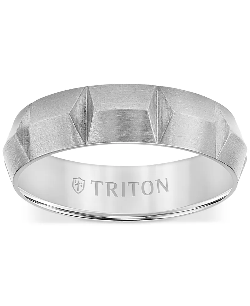 Triton Men's Carved Comfort Fit Wedding Band Gray Titanium