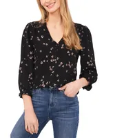 CeCe Women's Floral-Print Button-Front Blouse