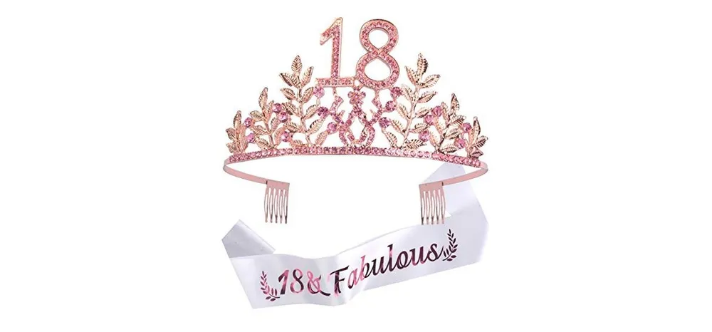 Doradreamdeko 18th Birthday Sash and Tiara for Women