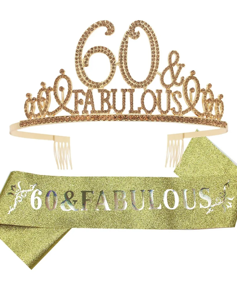 60th Birthday Gifts for women,60th Birthday Tiara and Sash,60th Birthday Decorations Party Supplies