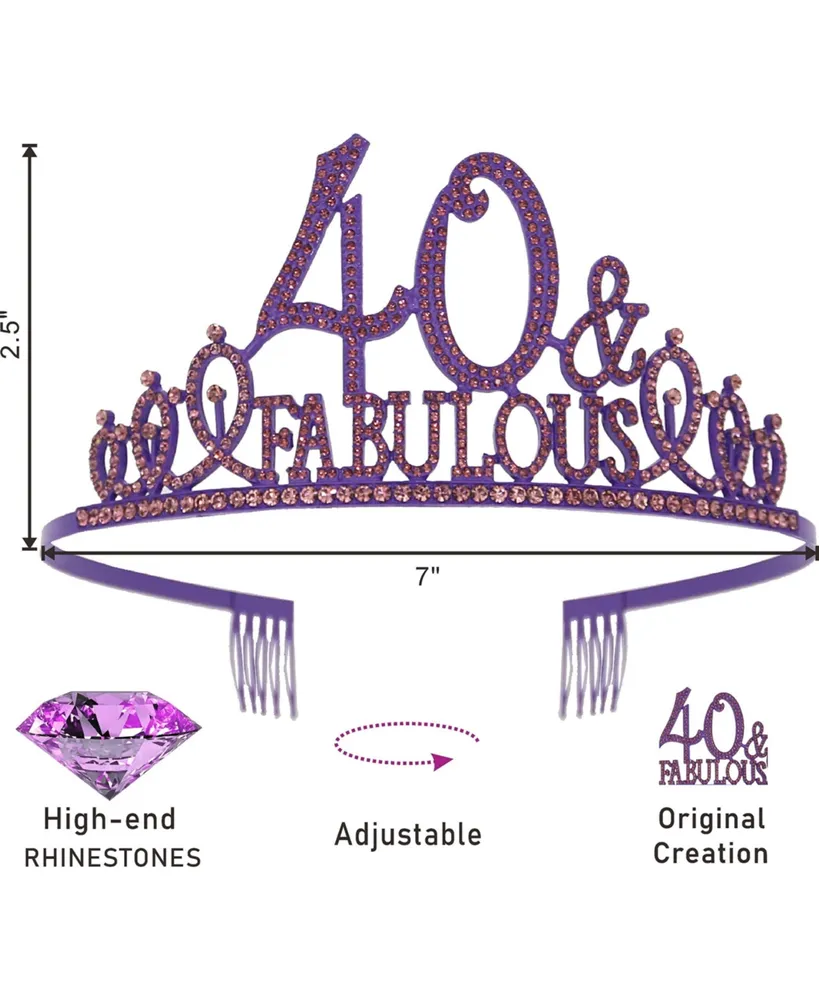 40th Birthday, 40th Birthday Tiara, 40 Tiara and Sash, 40th Crown, 40th Birthday Decorations for Women, 40th Birthday Gifts for Women, 40 and Fabulous
