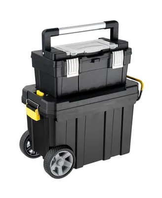 Costway 2-in-1 Rolling Tool Box Set Mobile Tool Chest Storage Organizer
