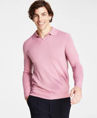 Alfani Men's Regular-Fit Sweater-Knit Johnny Collar Polo Shirt, Created for Macy's
