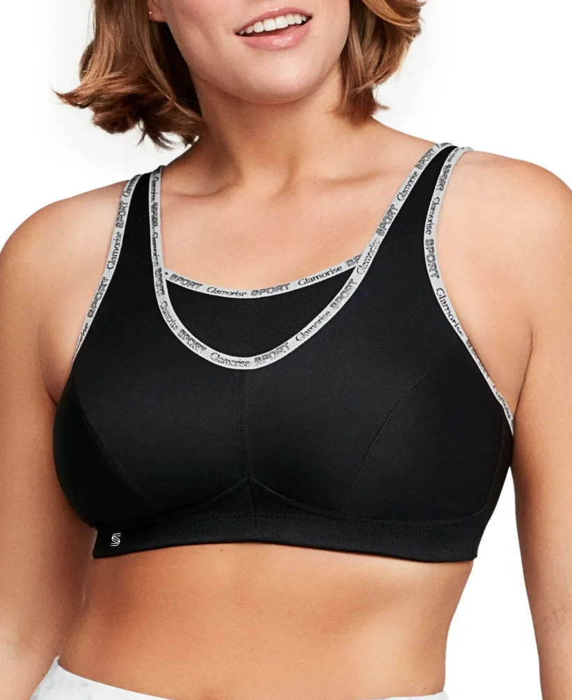 Glamorise Women's Plus Size Sport Elite Performance Camisole Bra In Black  Logo