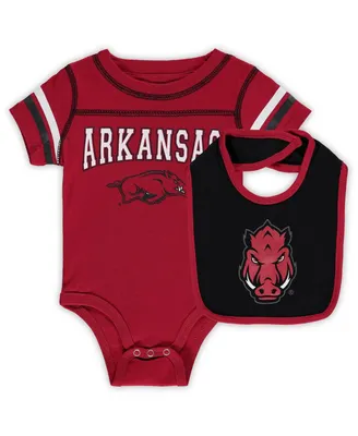 Newborn and Infant Girls and Boys Colosseum Cardinal Arkansas Razorbacks Chocolate Bodysuit and Bib Set