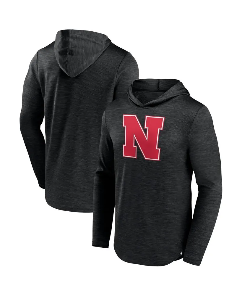 Men's Fanatics Heather Black Nebraska Huskers Transitional Hoodie T-shirt