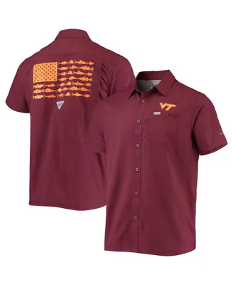 Men's Columbia Pfg Maroon Virginia Tech Hokies Slack Tide Camp Button-Up Shirt