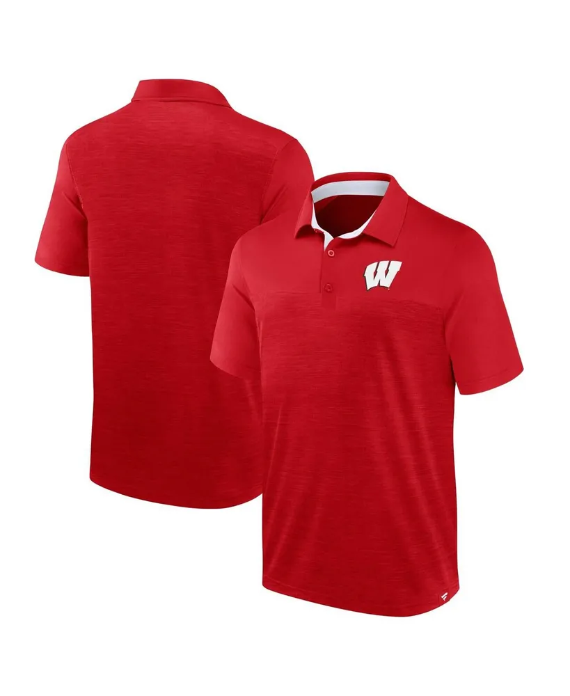 Men's Fanatics Heather Red Wisconsin Badgers Classic Homefield Polo Shirt