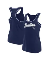 Women's Fanatics Navy Dallas Cowboys Wordmark Logo Racerback Scoop Neck Tank Top