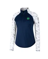 Women's Colosseum Navy Notre Dame Fighting Irish Oht Military-Inspired Appreciation Flash Arctic Camo Raglan Quarter-Zip Jacket