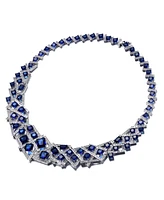 Rachel Glauber Mesmerizing 3D Geometric Cluster Eternity Necklace with Graduated Basketweave Stack