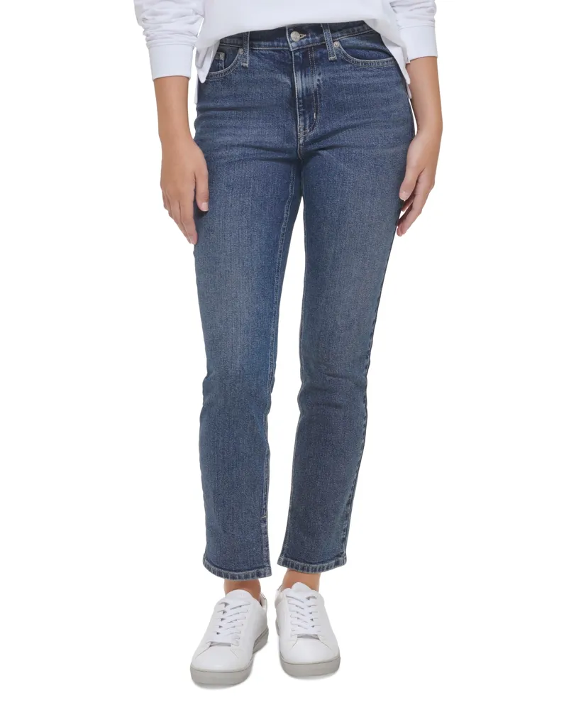 Calvin Klein Jeans Petite High-Rise Wide-Leg Denim Jeans - Macy's