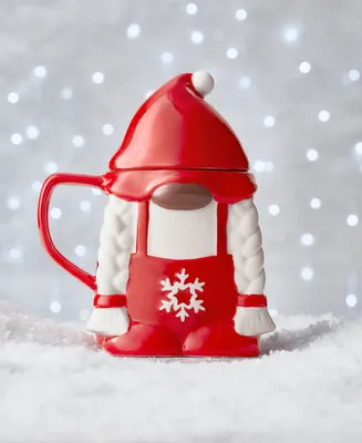 The Cellar Red Gnome Earthenware Mug with Lid, Created for Macy's