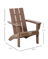 Outsunny Plastic Adirondack Chair, All Weather Hdpe Lounger Chair Outdoor Fire Pit Seating with High Back and Wide Seat for Patio, Backyard, Garden, L