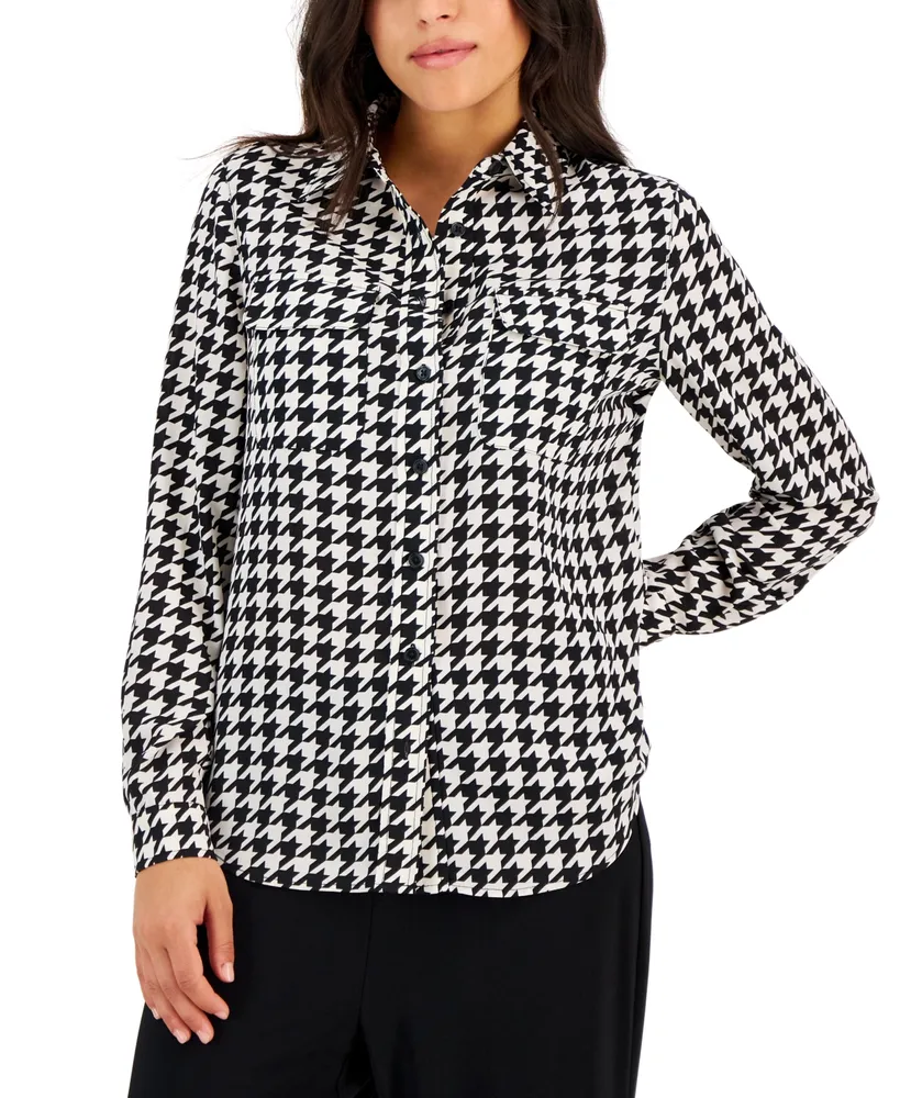 Ak Anne Klein Petite Long-Sleeve Utility Blouse