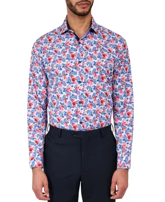 Men's Regular Fit Non-Iron Paisley Performance Stretch Dress Shirt
