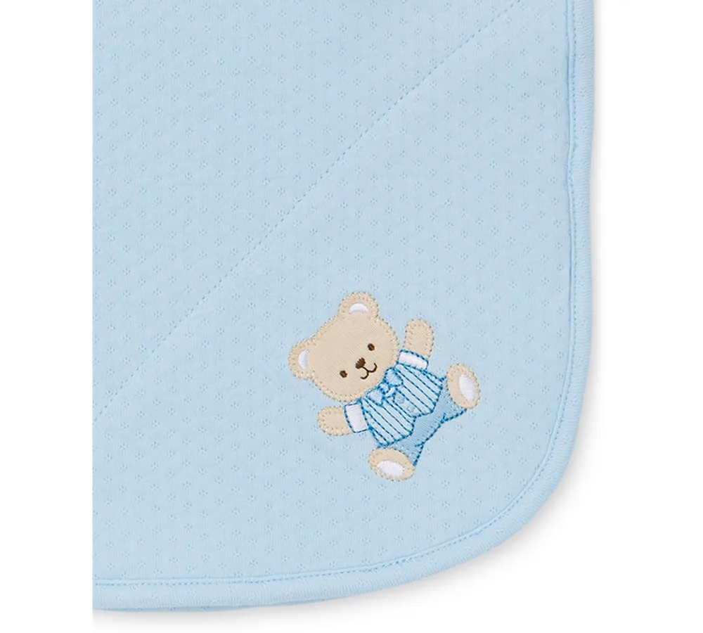Little Me Baby Boys Cute Embroidered Bear Cotton Blanket