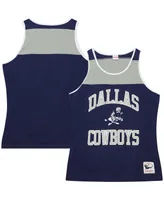 Men's Mitchell & Ness Navy and Gray Dallas Cowboys Heritage Colorblock Tank Top