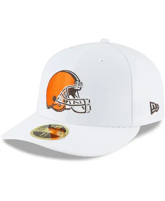 Men's New Era White Cleveland Browns Omaha Low Profile 59FIFTY Fitted Hat