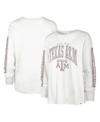 Women's '47 Brand White Texas A&M Aggies Statement Soa 3-Hit Long Sleeve T-shirt