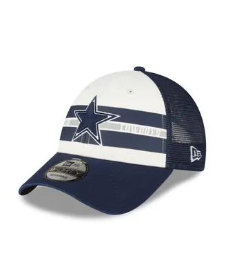 Men's New Era Cream and Navy Dallas Cowboys Team Stripe Trucker 9FORTY Snapback Hat