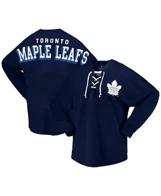 Women's Fanatics Navy Toronto Maple Leafs Spirit Lace-Up V-Neck Long Sleeve Jersey T-shirt