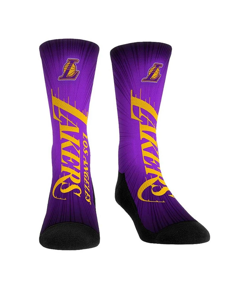 Men's and Women's Rock 'Em Socks Los Angeles Lakers Mascot Pump Up Crew Socks