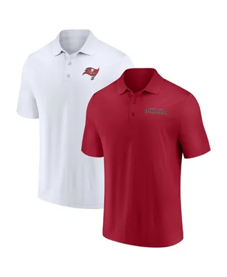 Men's Fanatics Red and White Tampa Bay Buccaneers Big and Tall Solid Two-Pack Polo Shirt Set