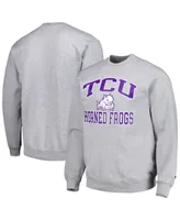 Men's Champion Heather Gray Tcu Horned Frogs High Motor Pullover Sweatshirt