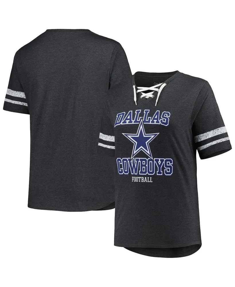 Lids Dallas Cowboys Fanatics Branded Women's Plus Lace-Up V-Neck T-Shirt -  Heather Charcoal