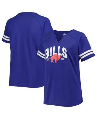 Women's Fanatics Royal Buffalo Bills Plus Throwback Notch Neck Raglan T-shirt