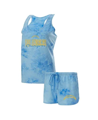 Women's Concepts Sport Powder Blue Los Angeles Chargers Billboard Scoop Neck Racerback Tank Top and Shorts Sleep Set