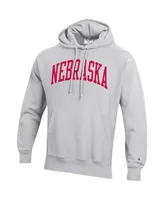 Men's Champion Heathered Gray Nebraska Huskers Team Arch Reverse Weave Pullover Hoodie