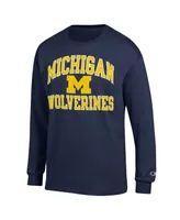 Men's Champion Navy Michigan Wolverines High Motor Long Sleeve T-shirt