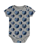 Newborn and Infant Boys Girls Light Blue, Gray Memphis Grizzlies Two-Pack Double Up Bodysuit Set