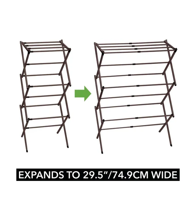 mDesign Steel Wall Mount Accordion Expandable Clothes Air Drying Rack -  Bronze