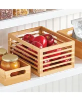 mDesign Bamboo Slotted Kitchen Pantry Organizer Bin - 3 Pack
