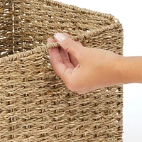 mDesign Sea grass Kitchen Storage Basket with Handles - 4 Pack