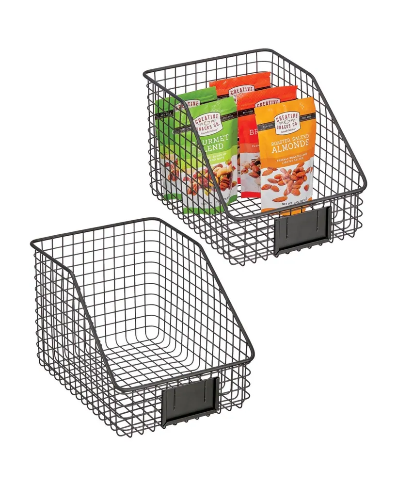 mDesign Slanted Front Kitchen Pantry Storage Organizer Basket