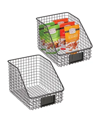 mDesign Slanted Front Kitchen Pantry Storage Organizer Basket - 2 Pack
