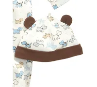 Little Me Baby Boys Cute Puppies Hat and Footed Coveralls Set