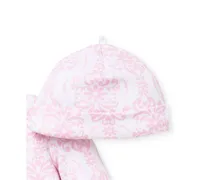 Little Me Baby Girls Damask Footed Coverall and Hat, 2 Piece Set