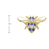 Genevive Sterling Silver Mini 14k Yellow Gold Plated with Cubic Zirconia Pave Wasp Stud Earrings