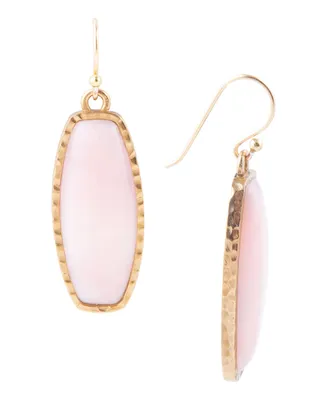 Barse Odyssey Genuine Pink Opal Long Rectangle Statement Earrings