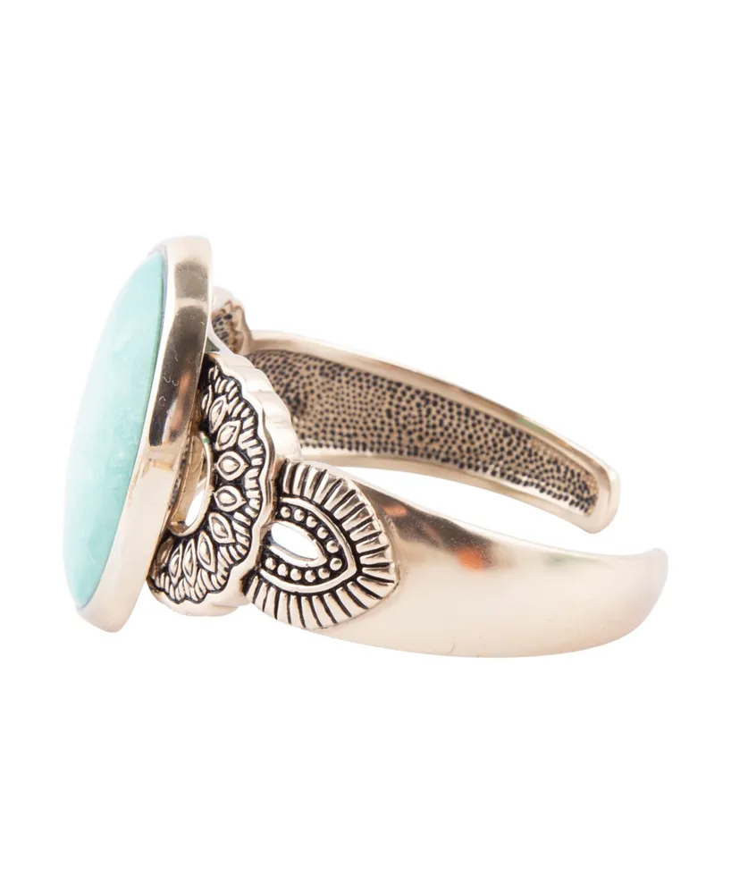 Barse Agave Genuine Blue Turquoise Oval Cuff Bracelet