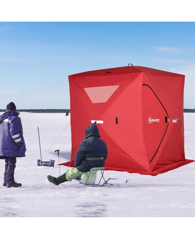 Outsunny 2-4 Person Ice Fishing Shelter,Waterproof Oxford Fabric 300D  Portable Pop