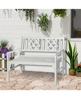 Outsunny Foldable Outdoor Garden Bench, Wooden Loveseat, 2-Seat Patio Chair with Backrest and Armrests