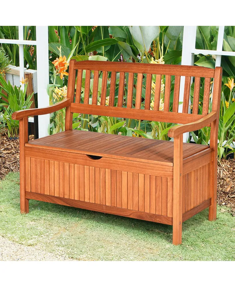42'' Storage Bench Deck Box Solid Wood Seating Container Tools Toys