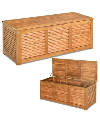 Costway 47 Gallon Deck Storage Acacia Wood Organization Toys Cushions Tools